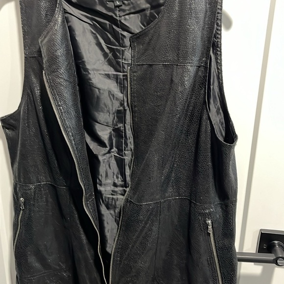 Pebbled Faux Leather Mini Dress Size Large Black - Picture 4 of 7